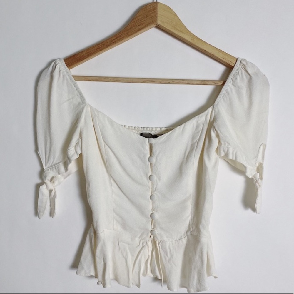 REFORMATION Holland Puff Sleeve Button Front Top
